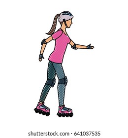 drawing girl roller skate activity