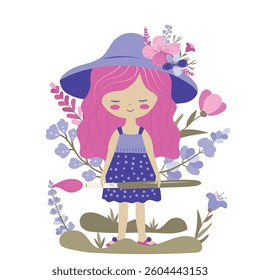 drawing girl vector illustrations on the white background