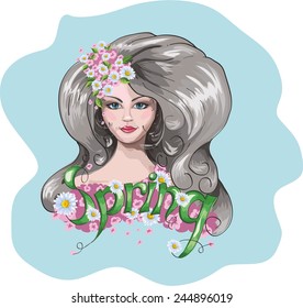 las chicas dibujantes primavera. vectorial