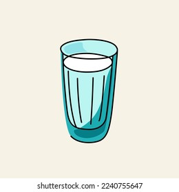 Dibujo de un vaso con leche. Ilustración vectorial.