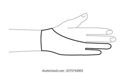 Drawing Gloves Elbow length Fashion hand accessory clothing technical illustration garment. Vector front palm back view for Men, women, unisex style flat template CAD mockup sketch outline on white