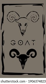 drawing of goat in primitive ancient style, year of goat