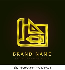 Drawing golden metallic logo