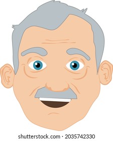 Drawing of grandfather's face with mustache and blue eyes