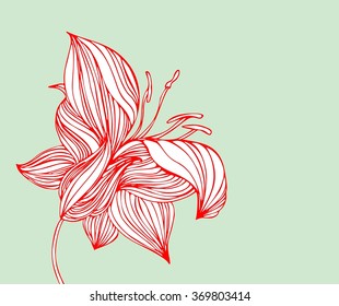 Drawing   graphics with floral pattern for design. Floral flower natural design. Graphic, sketch drawing. lily, tulip.
