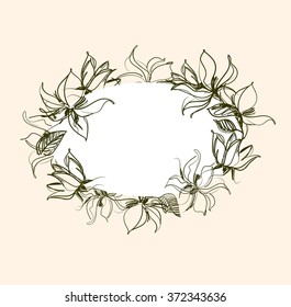 Drawing  graphics with floral pattern for design. Floral flower natural design. Graphic, sketch drawing. lily, tulip.


