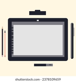 Drawing with a graphics tablet vector illustration of digital graphic drawing