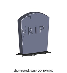 Drawing Gravestone Isolated. Gray Monument On Grave Of RIP. Tombstone Hand-drawn Vector Eps Illustration