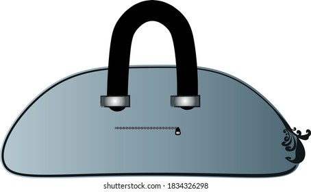 Drawing of gray travel bag on white background