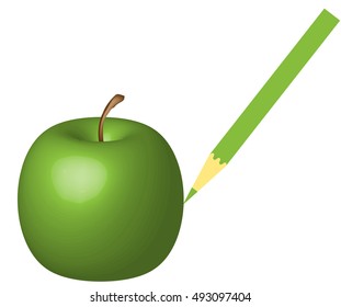 Drawing green apple