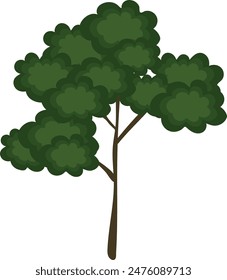 Drawing green tree isolated on white background. Vector Illustration.