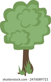 Drawing green tree isolated on white background. Vector Illustration.