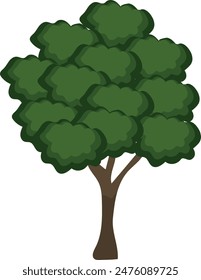 Dibujo de árbol verde aislado sobre fondo blanco. Ilustración vectorial.