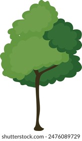 Dibujo de árbol verde aislado sobre fondo blanco. Ilustración vectorial.