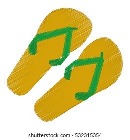 drawing green and yellow flip flop brasilian