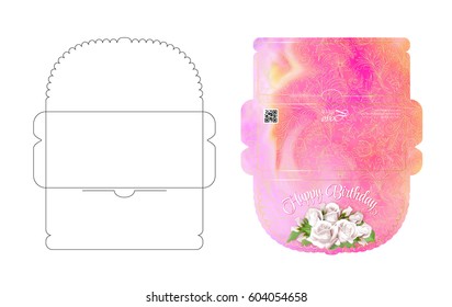 Drawing greeting envelopes. For money or weddings and celebrations. For office and business. Ready to print colorful envelope. Template. Pattern with flowers. White background.