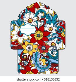 Drawing greeting envelopes. For weddings and celebrations. For office and business. Format A5. Template. Pattern with flowers. White background.