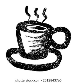  Dibujo de una taza negra grunge de café caliente