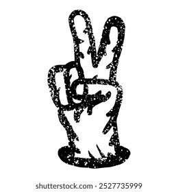 Desenhando o sinal de paz grunge com dois dedos