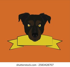 Drawing of a guard dog holding a blank banner, ready for your text or design