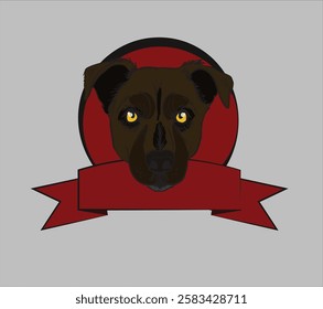 Drawing of a guard dog holding a blank banner, ready for your text or design