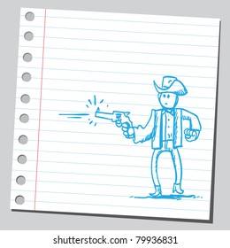 Dibujo de un pistolero disparando