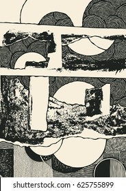 Dibujo de texturas de semitonos. Antecedentes Abstractos Dibujados A Mano. Ilustración vectorial