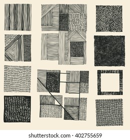 Drawing halftone textures set. vector illustration