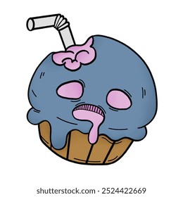 a drawing of halloween ghost cupcake