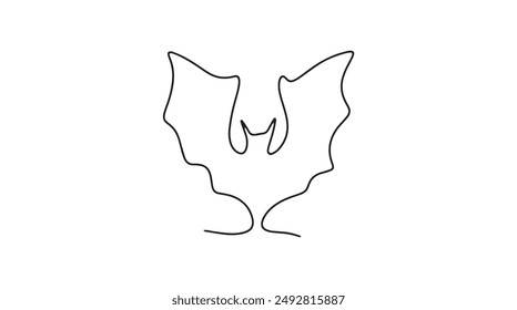 Drawing for halloween with one continuous line. Bats in single line. Linear minimalistic modern illustration. Simple vector illustration isolated on white background