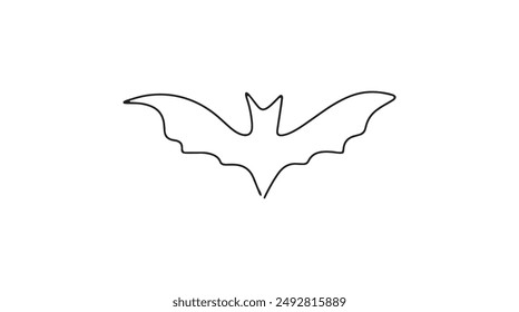 Drawing for halloween with one continuous line. Bats in single line. Linear minimalistic modern illustration. Simple vector illustration isolated on white background