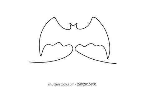 Drawing for halloween with one continuous line. Bats in single line. Linear minimalistic modern illustration. Simple vector illustration isolated on white background