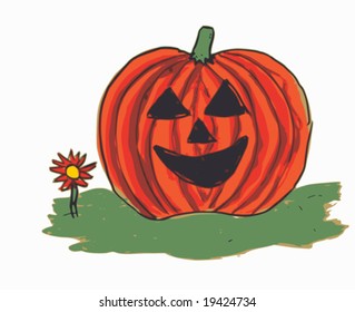 Drawing of halloween pumpkin (self-made)
