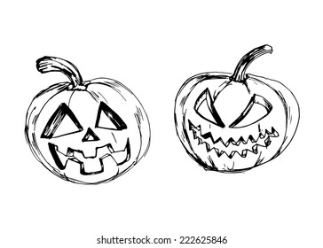 Drawing halloween pumpkins. Vector illustration