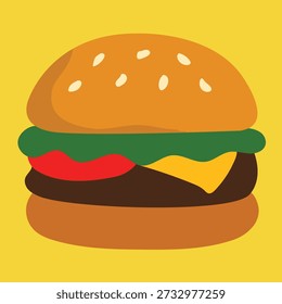 Un dibujo de una hamburguesa con un fondo verde y rojo
