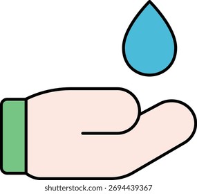 Un dibujo de una mano atrapando una gota de agua