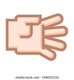 Drawing of hand with closed thumb. Hand with closed thumb. Icon with closed thumb.