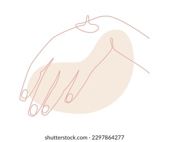 Drawing of hand continuous line art. Vector illustration