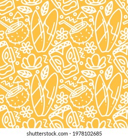 drawing of hand drawn hawaii holiday with icons and design elements
