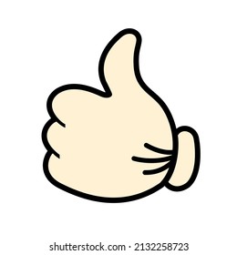 Drawing Hand gesture like in cartoon style on white background for print. Vector illustration.