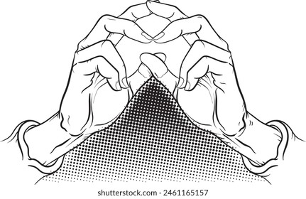 Drawing hand graphic halftone style vector