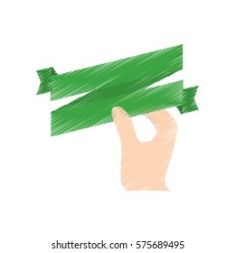 drawing hand holding green ribbon st patrick day vector illustration eps 10