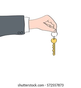 Drawing of a hand holding key
