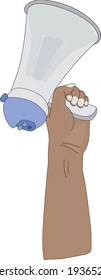 Drawing of a hand holding a megaphone