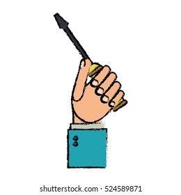 drawing hand holding screwdriver tool repair