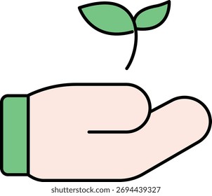 Un dibujo de una mano sosteniendo un brote