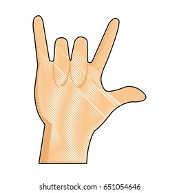 drawing hand man rock n roll gesture music icon