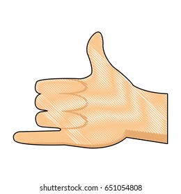 drawing hand man shaka surfing gesture icon