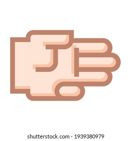 Drawing of hand with open fingers. Hand with three stylized fingers open. Hand icon with three open fingers.