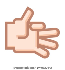 Dibujo de la mano con pulgar abierto y un dedo cerrado. Mano con pulgar abierto y un dedo cerrado. Icono con pulgar abierto y un dedo cerrado.

